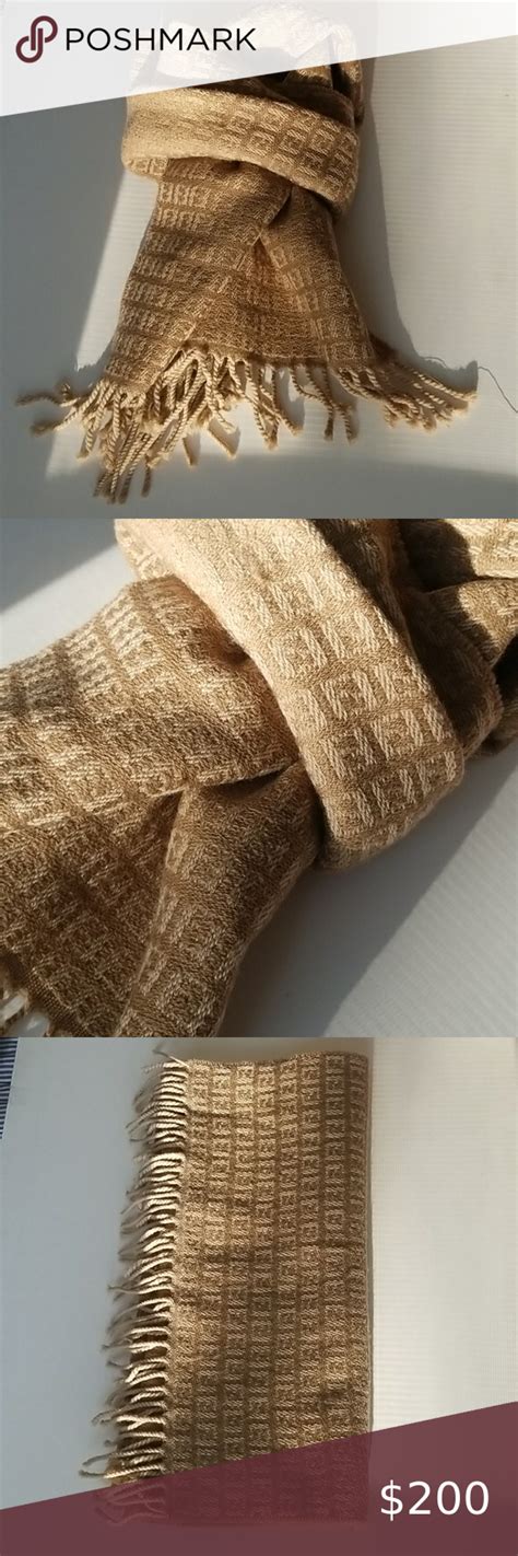 fendi beige wool and silk scarf|Fendi zucchino scarf.